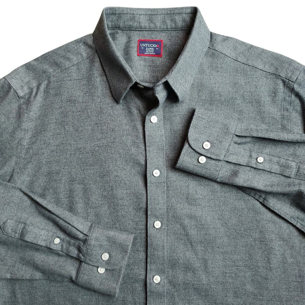 UNTUCKit Veneto Wrinkle Free Men's Dark Gray Long Sleeve Button Shirt Size XL